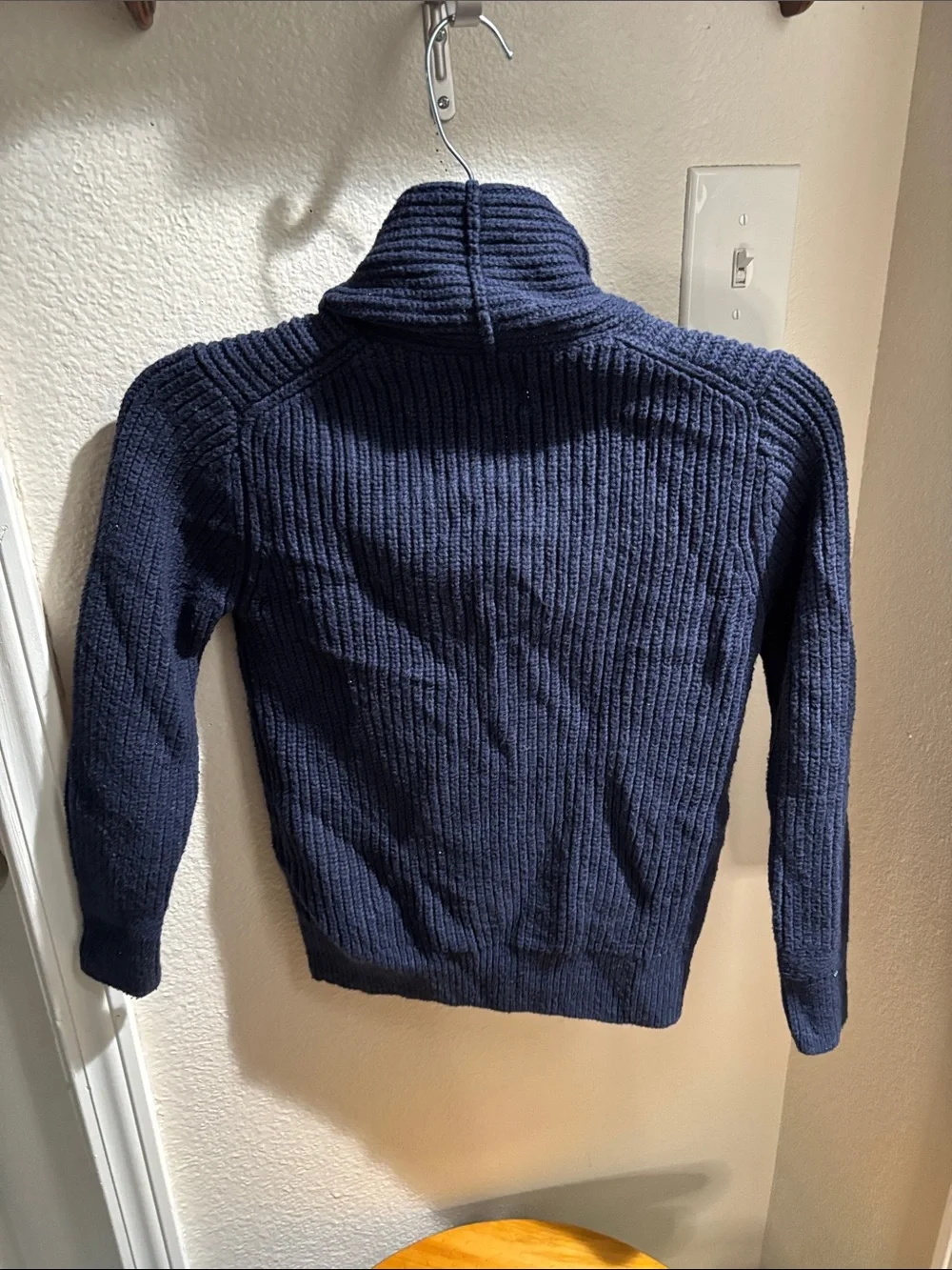 GAP Boys Navy Shawl-Collar Ribbed Cardigan M (8)